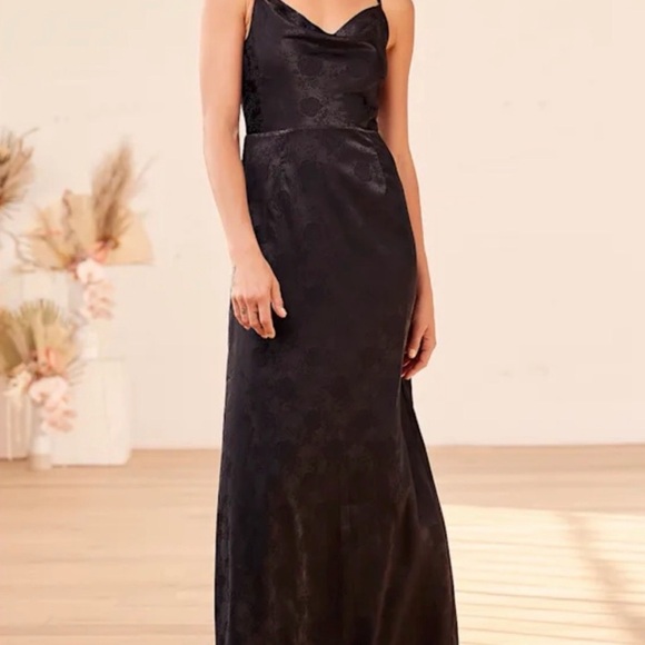 Lulus Dresses & Skirts - Lulus Black Satin Jacquard Maxi Dress